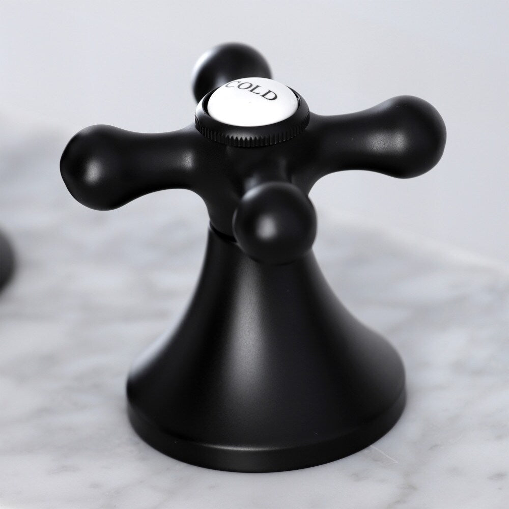 Vintage-Cross 8 inch Widespread 2-Handle Bathroom Faucet in Matte Black