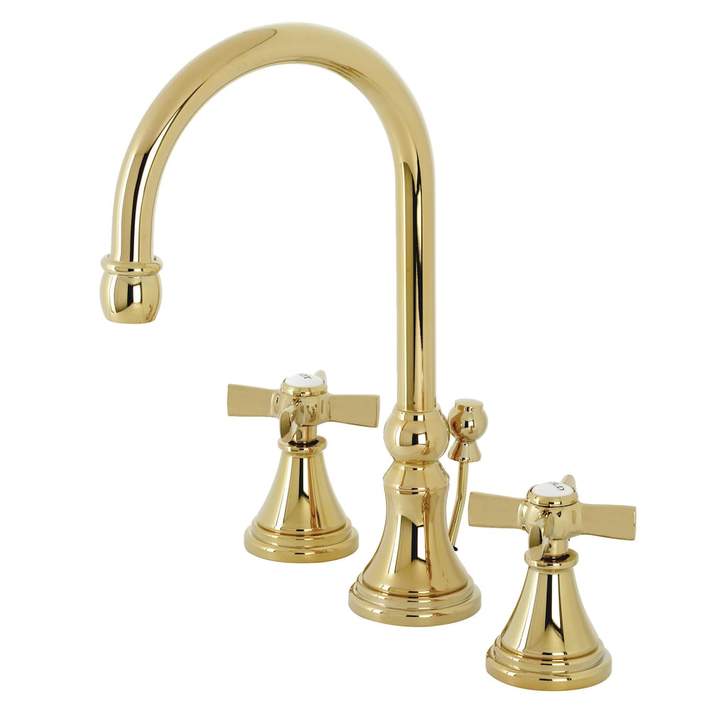 Millennium 8 inch Widespread 2-Handle Bathroom Faucet in Polished Brass