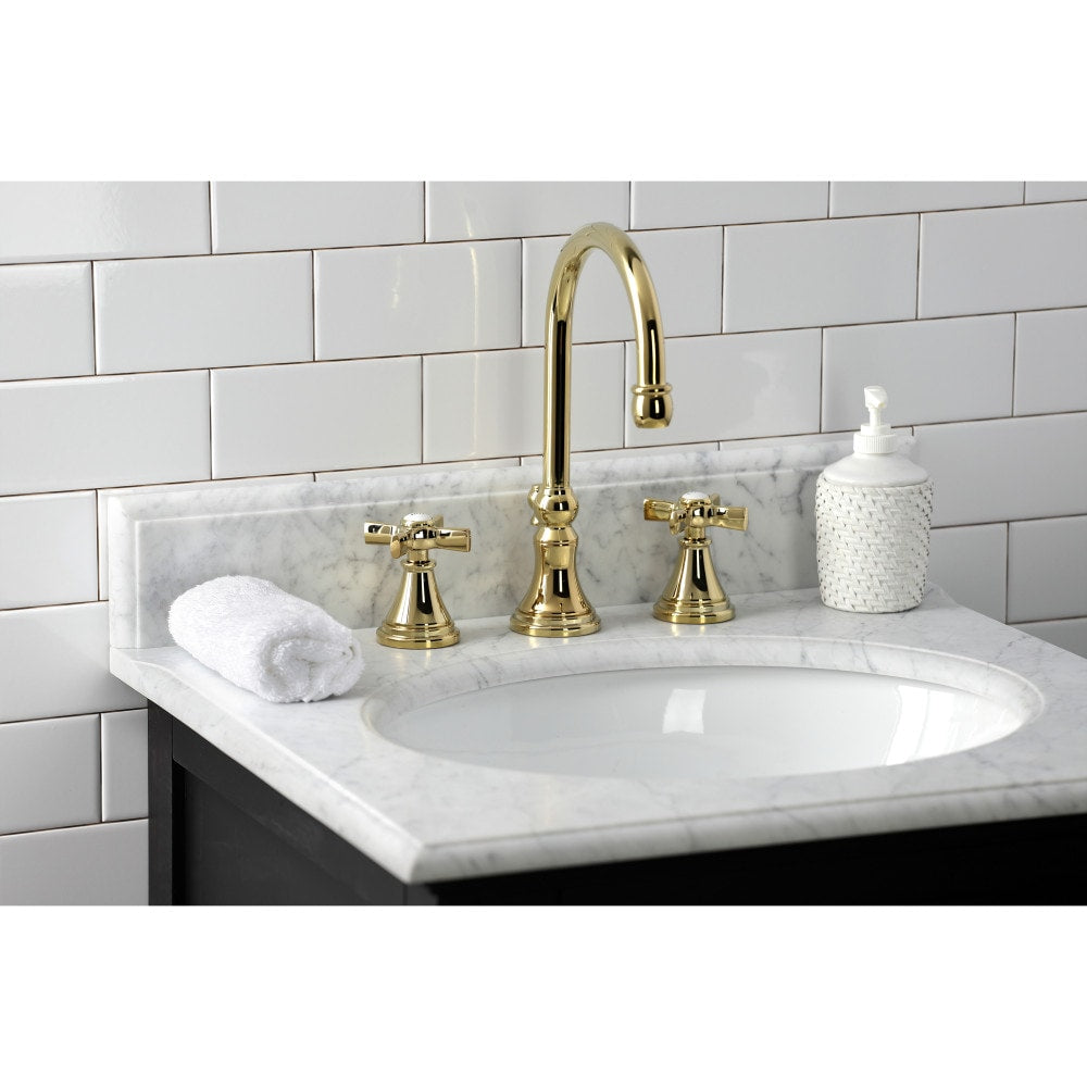 Millennium 8 inch Widespread 2-Handle Bathroom Faucet in Polished Brass
