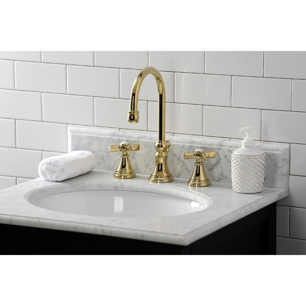 Millennium 8 inch Widespread 2-Handle Bathroom Faucet in Polished Brass