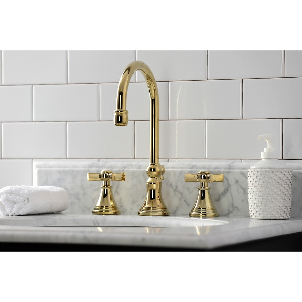 Millennium 8 inch Widespread 2-Handle Bathroom Faucet in Polished Brass