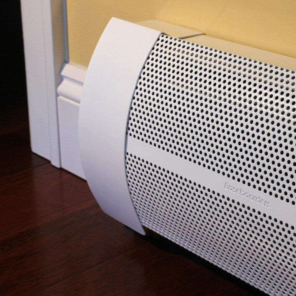 Embout de protection pour plinthe chauffante en acier à enfiler facile, série Elliptus, avec dégagement nul, blanc