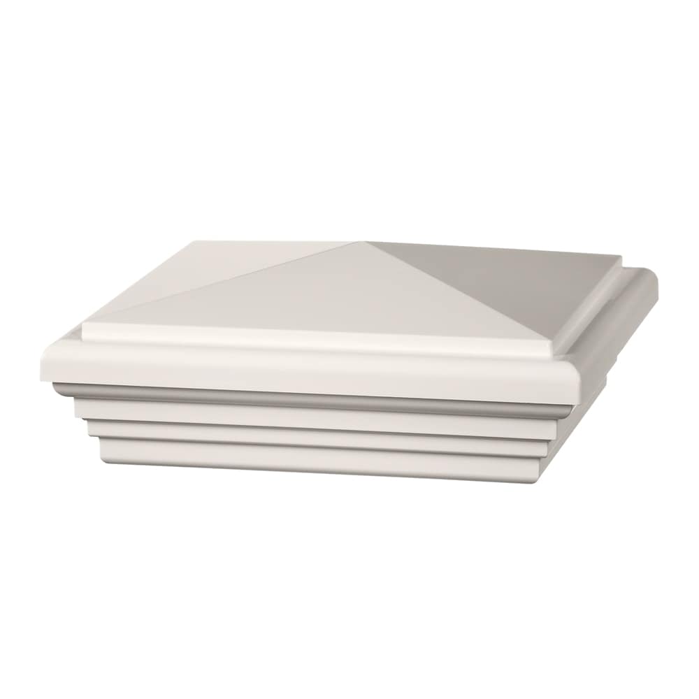 5 in. x 5 in. White Vinyl Classic Style Fence Post Cap