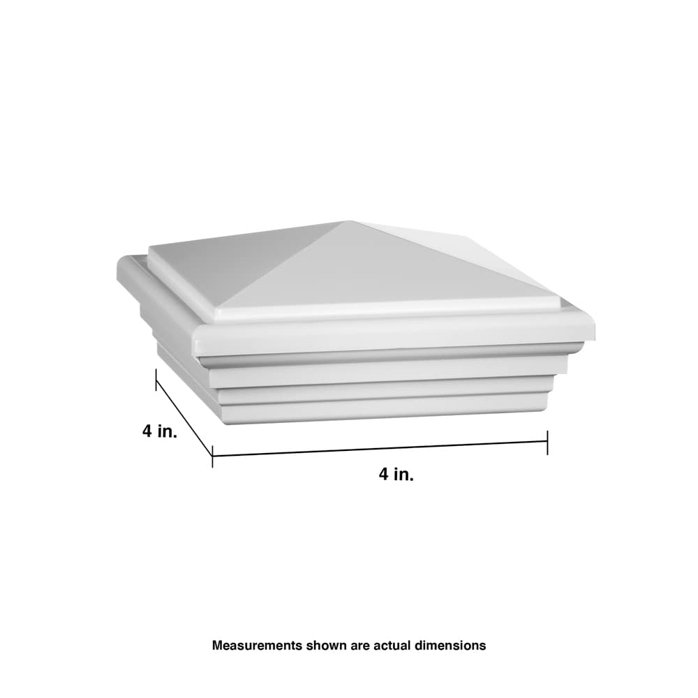 4 in. x 4 in. White Vinyl Classic Style Fence Post Cap