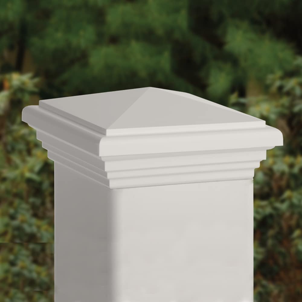 4 in. x 4 in. White Vinyl Classic Style Fence Post Cap