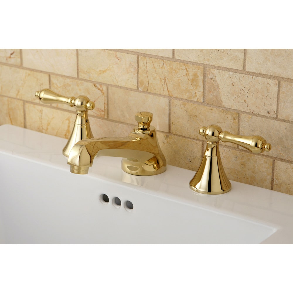 Modern 8 inch Widespread 2-Handle Bathroom Faucet in Polished Brass