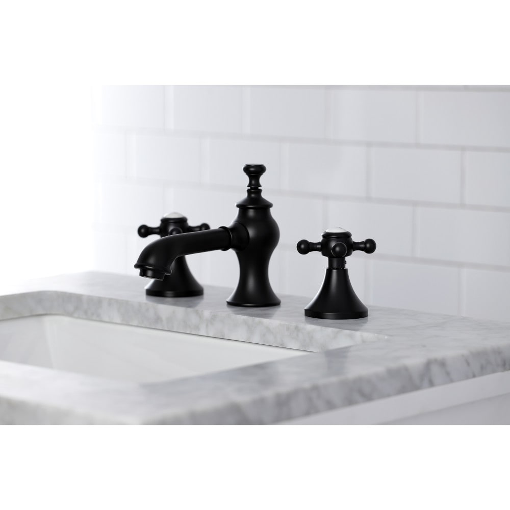 Robinet de salle de bain à 2 poignées de 8 pouces de style campagnard anglais en noir mat