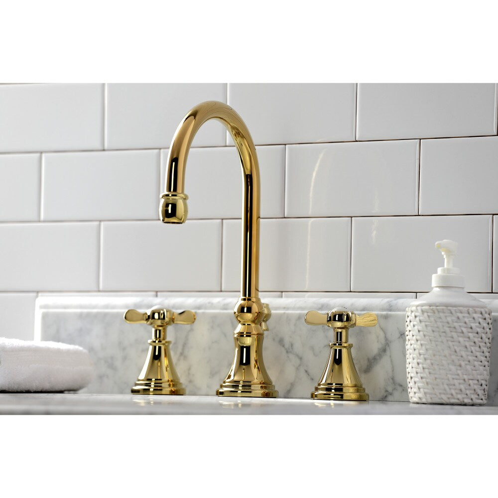 Essex 8 inch Widespread 2-Handle Bathroom Faucet in Polished Brass