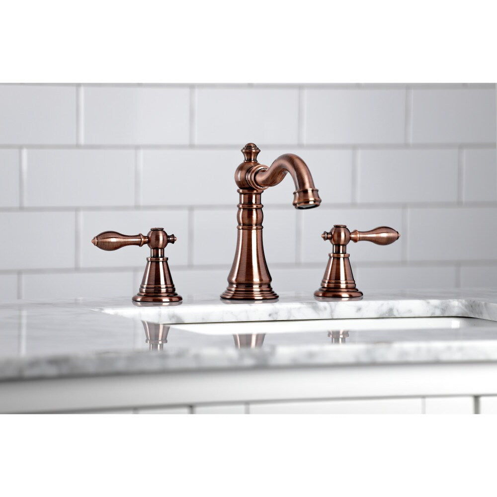 Robinet de salle de bain classique anglais à 2 poignées de 8 pouces en cuivre antique