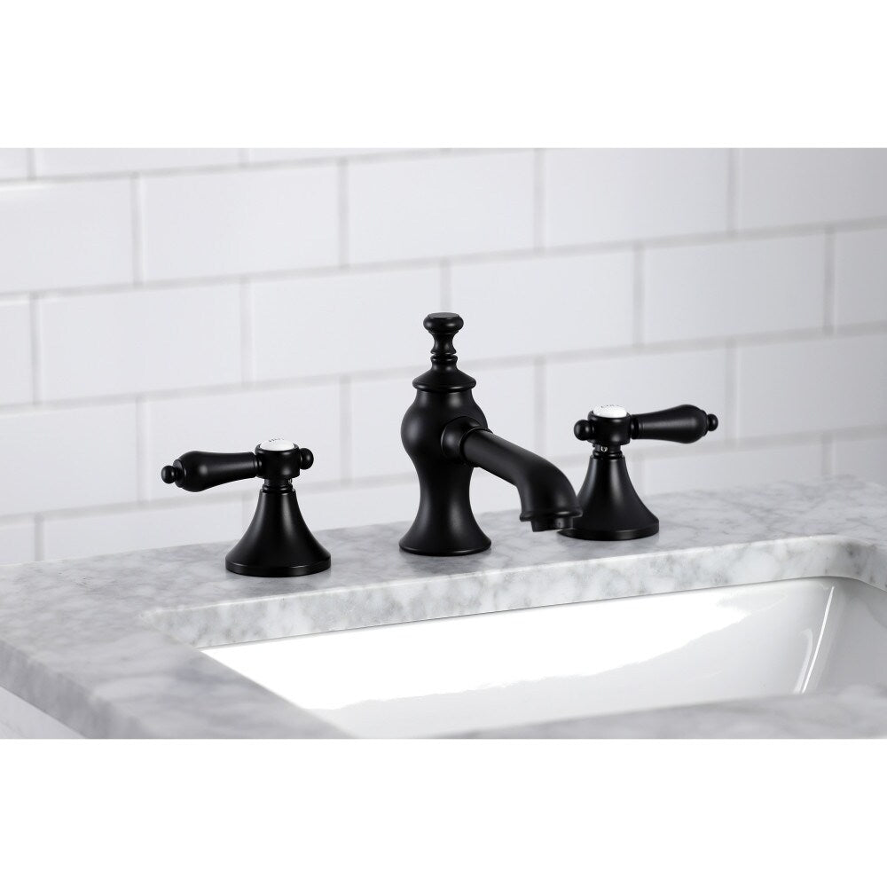 Robinet de salle de bain Heirloom à 2 poignées et à large bec de 8 pouces en noir mat