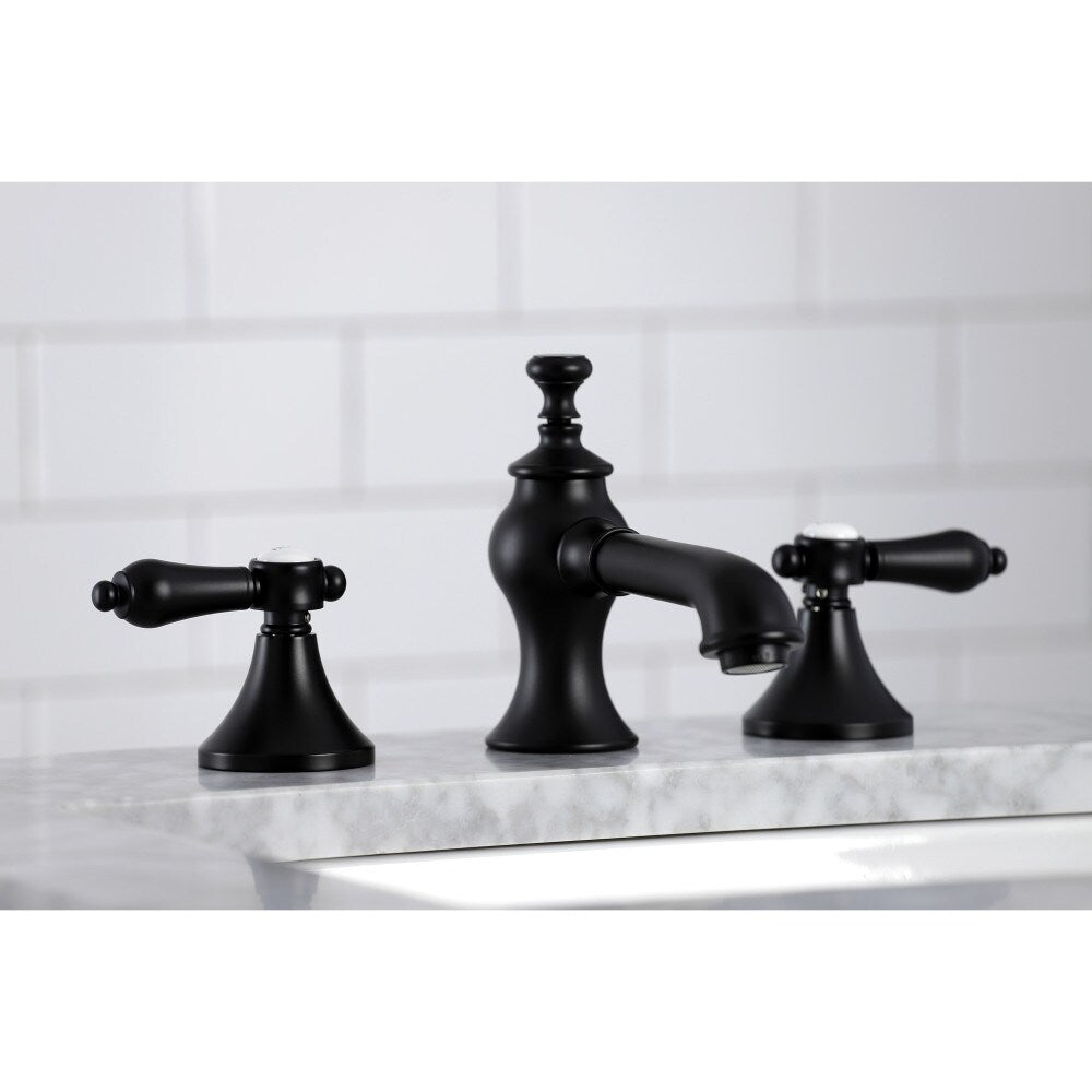 Robinet de salle de bain Heirloom à 2 poignées et à large bec de 8 pouces en noir mat