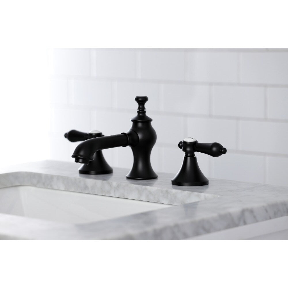Robinet de salle de bain Heirloom à 2 poignées et à large bec de 8 pouces en noir mat