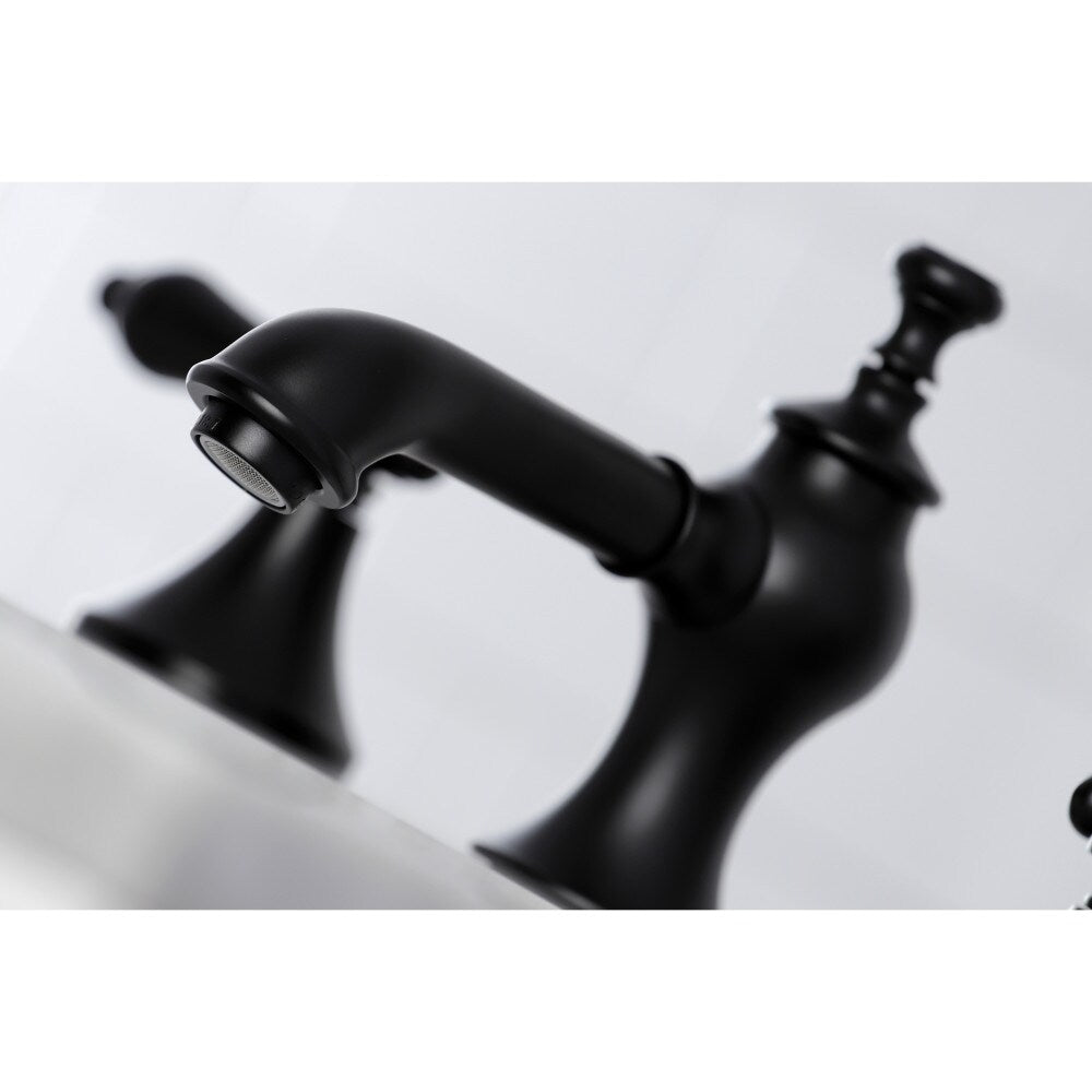 Robinet de salle de bain Heirloom à 2 poignées et à large bec de 8 pouces en noir mat