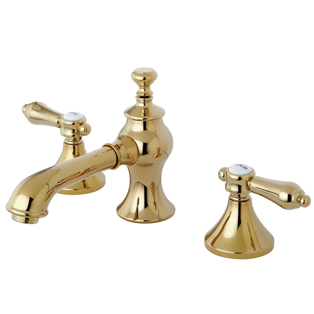 Robinet de salle de bain Heirloom à 2 poignées et à large bec de 8 pouces en laiton poli