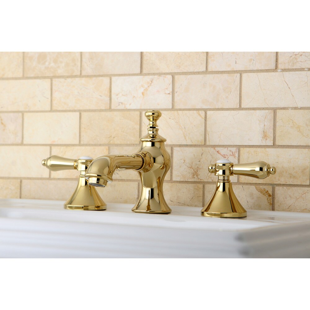 Robinet de salle de bain Heirloom à 2 poignées et à large bec de 8 pouces en laiton poli
