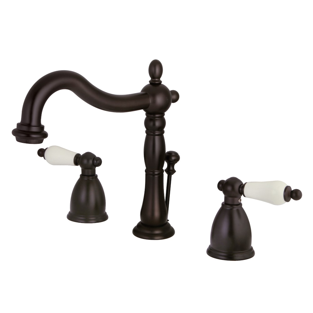 Heritage-Porcelain 8 inch Widespread 2-Handle Bathroom Faucet in Oil Rubbed Bronze