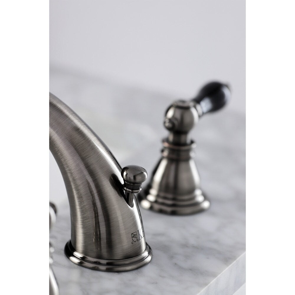 Robinet de salle de bain à 2 poignées Duchess Classic de 8 pouces en acier inoxydable noir