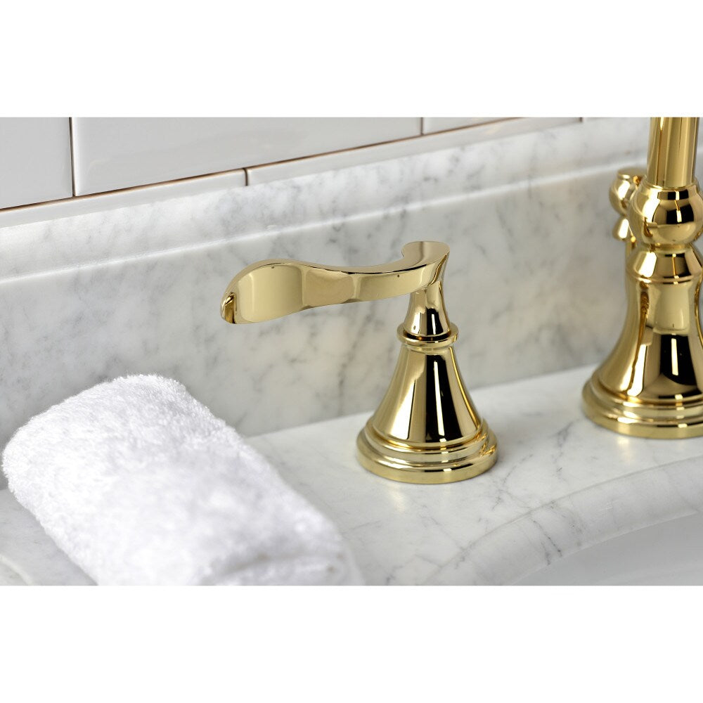 Century 8 inch Widespread 2-Handle Bathroom Faucet in Polished Brass