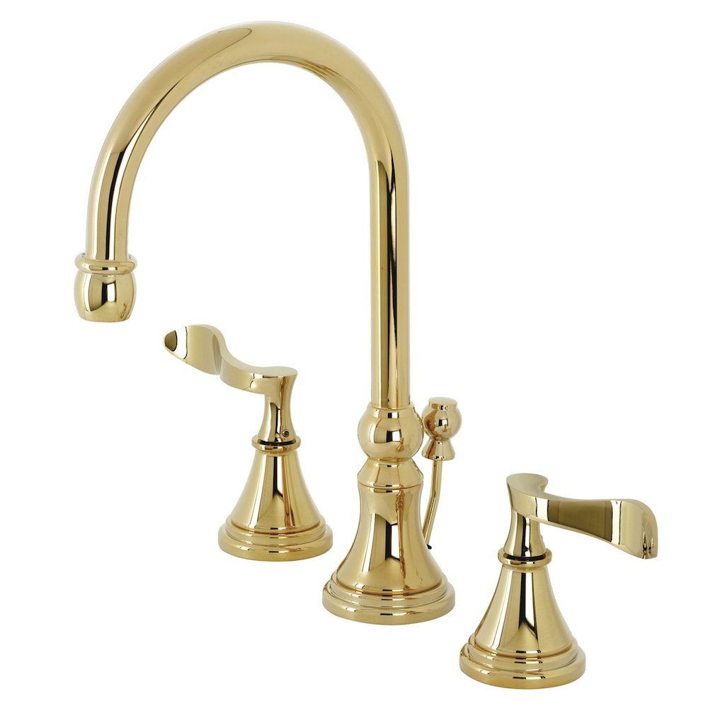 Century 8 inch Widespread 2-Handle Bathroom Faucet in Polished Brass