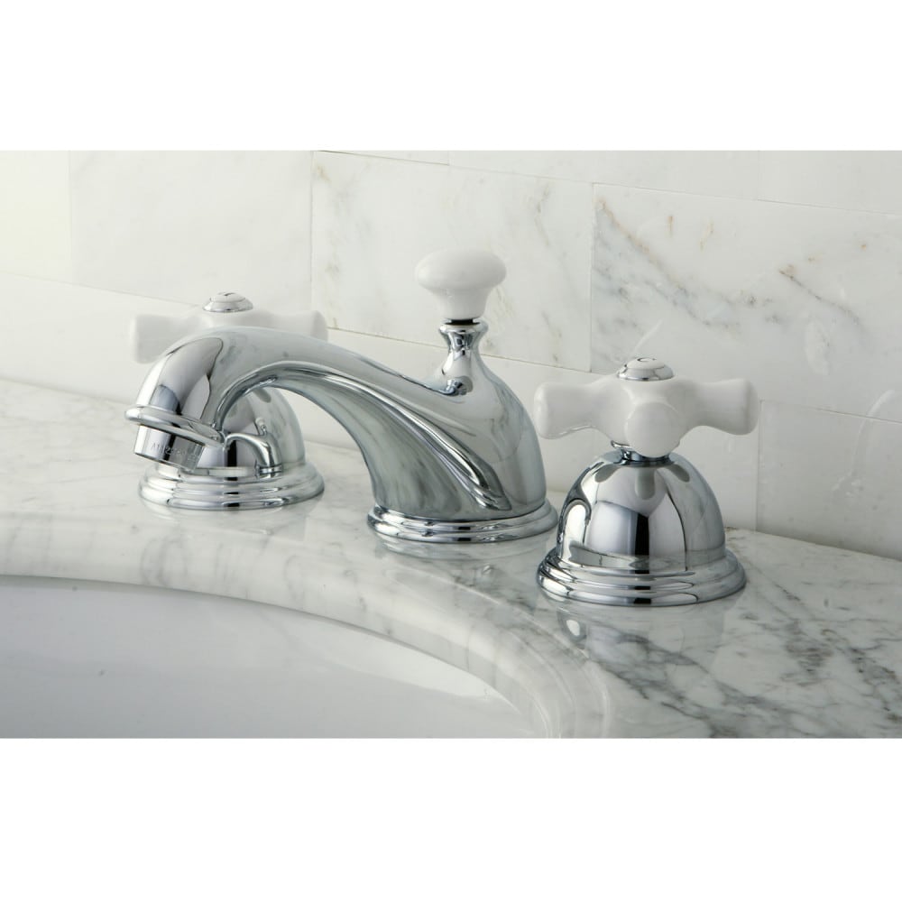 Robinet de salle de bain à 2 poignées en porcelaine Restoration de 8 pouces en chrome