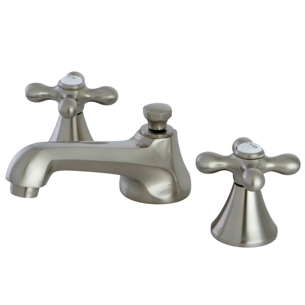 Modern- Cross 8 inch Widespread 2-Handle Bathroom Faucet in Brushed Nickel