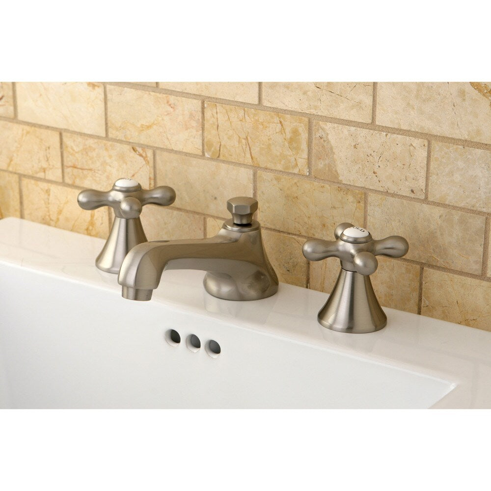 Modern- Cross 8 inch Widespread 2-Handle Bathroom Faucet in Brushed Nickel