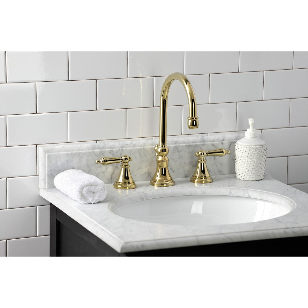 Governor 8 inch Widespread 2-Handle Bathroom Faucet in Polished Brass
