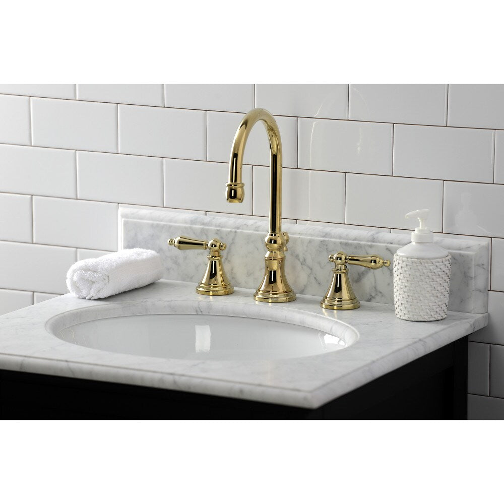 Governor 8 inch Widespread 2-Handle Bathroom Faucet in Polished Brass