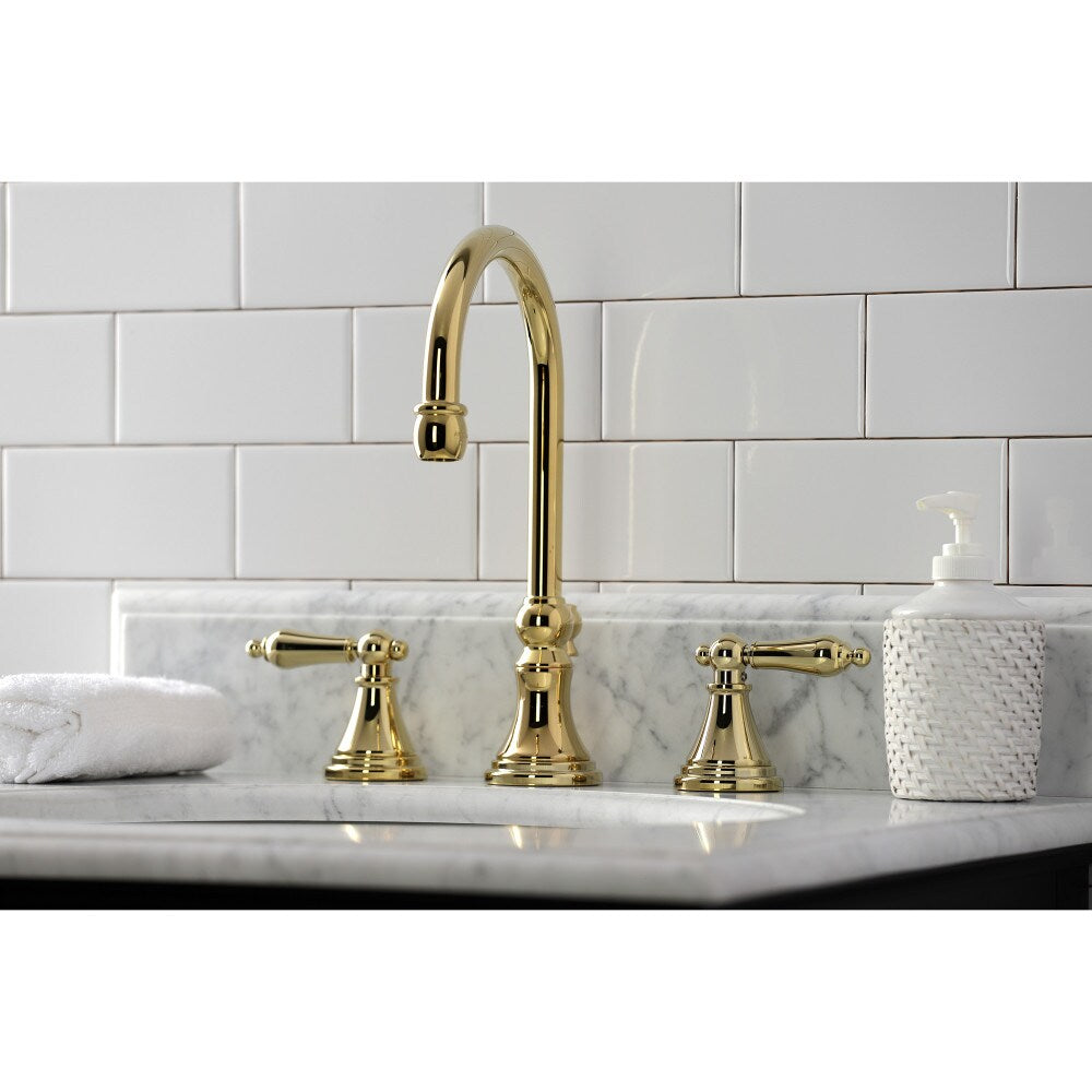 Governor 8 inch Widespread 2-Handle Bathroom Faucet in Polished Brass