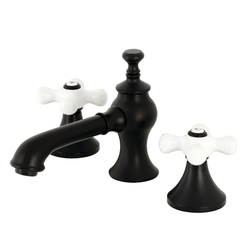 Vintage Porcelain 8 inch Widespread 2-Handle Bathroom Faucet in Matte Black
