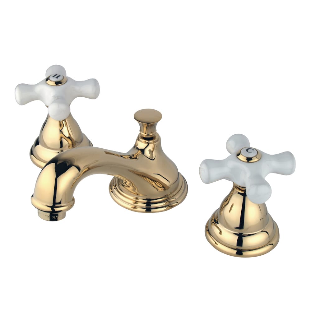 Royale Porcelain 8 inch Widespread 2-Handle Bathroom Faucet in Polished Brass