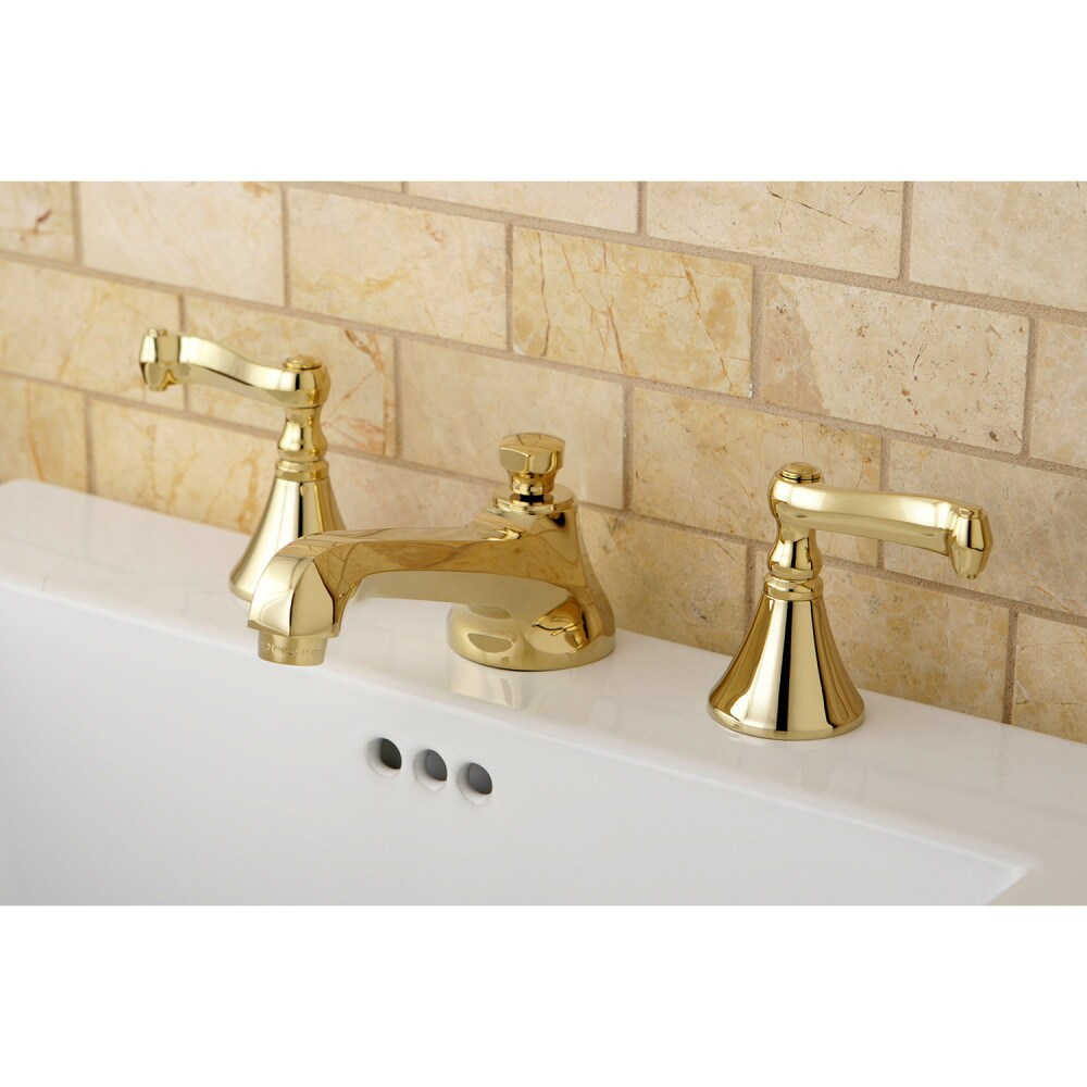 Modern French 8 inch Widespread 2-Handle Bathroom Faucet in Polished Brass