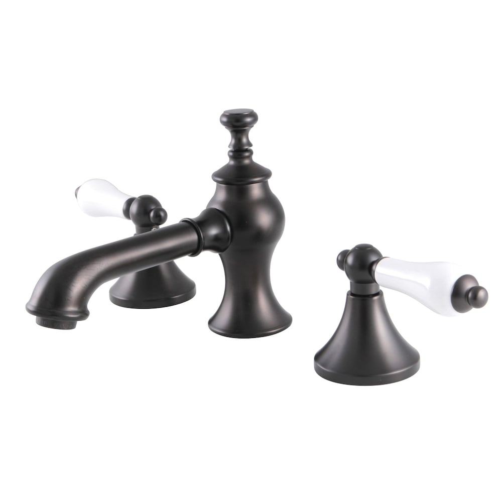 Vintage Porcelain 8 inch Widespread 2-Handle Bathroom Faucet in Oil Rubbed Bronze
