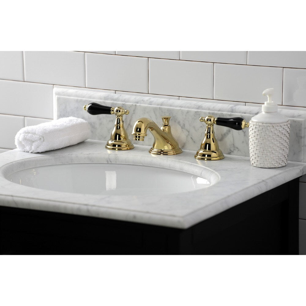Duchess Porcelain Porcelain 8 inch Widespread 2-Handle Bathroom Faucet in Polished Brass