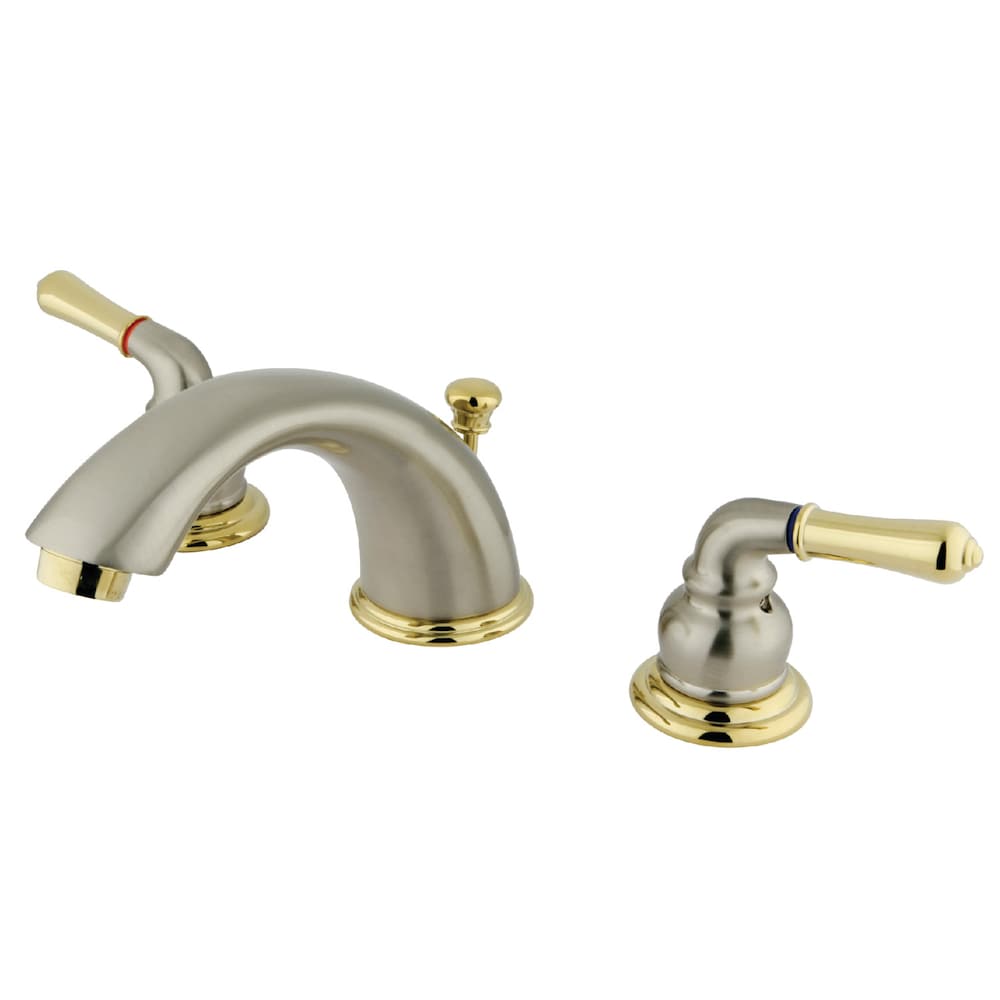 Robinet de salle de bain à 2 poignées et à large bec Magellan de 8 pouces en nickel brossé/laiton poli