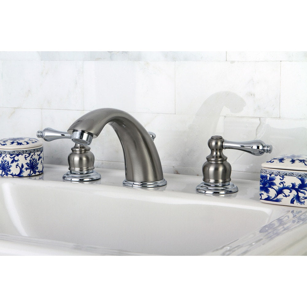 Robinet de salle de bain à 2 poignées de 8 pouces de style victorien en chrome et nickel brossé