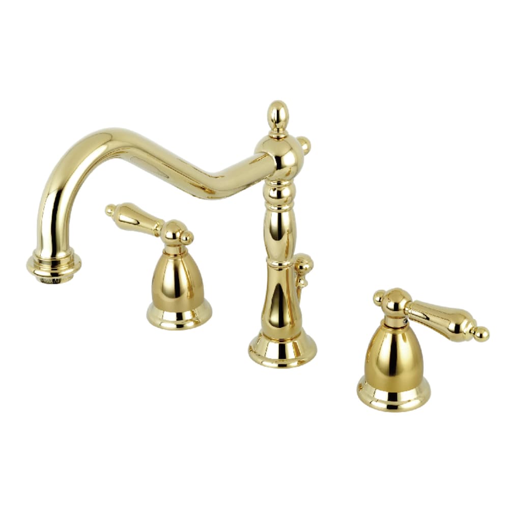 Heritage 8 inch Widespread 2-Handle Bathroom Faucet in Polished Brass