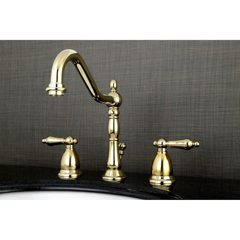 Heritage 8 inch Widespread 2-Handle Bathroom Faucet in Polished Brass