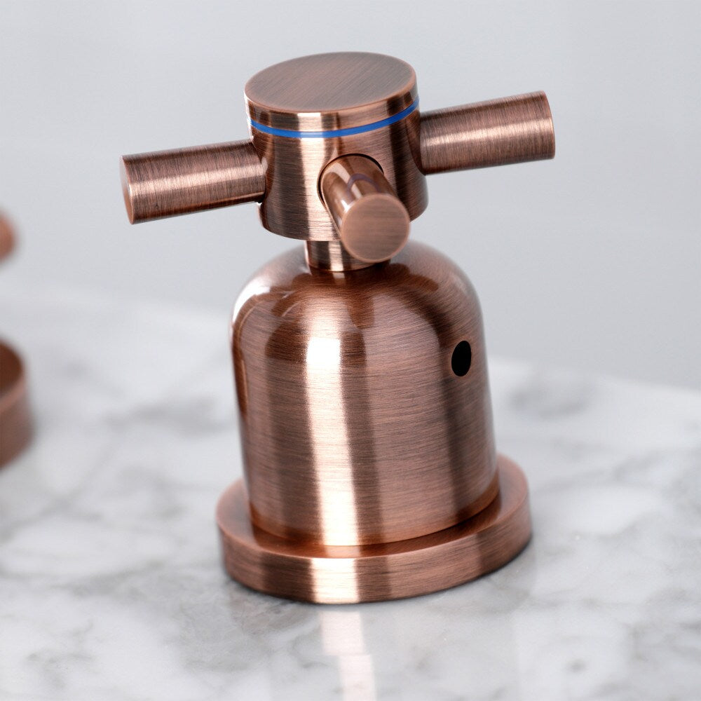 Robinet de salle de bain à 2 poignées Concord Cross de 8 pouces en cuivre antique