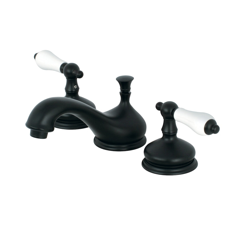 Heritage Porcelain 8 inch Widespread 2-Handle Bathroom Faucet in Matte Black