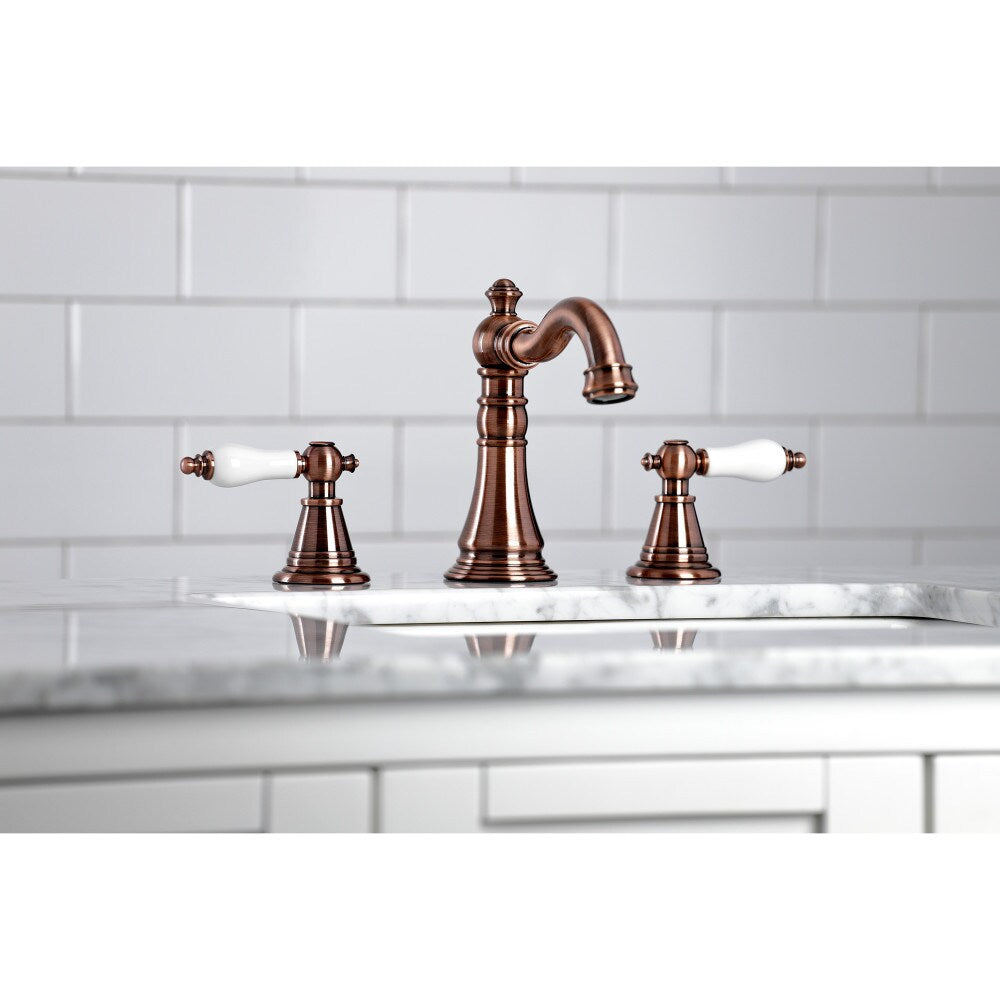 Robinet de salle de bain classique anglais à 2 poignées de 8 pouces en cuivre antique