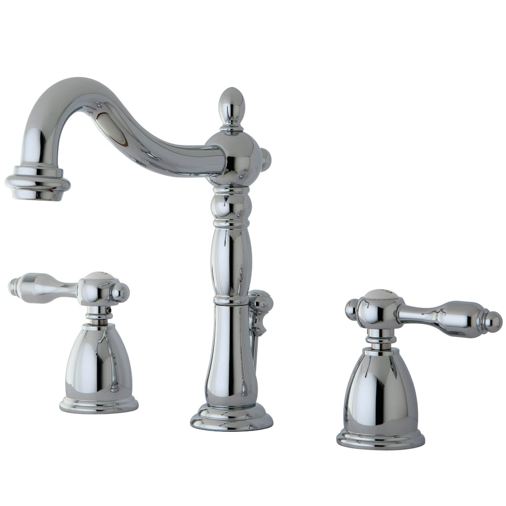 Robinet de salle de bain Tudor à 2 poignées et à large bec de 8 pouces en chrome poli