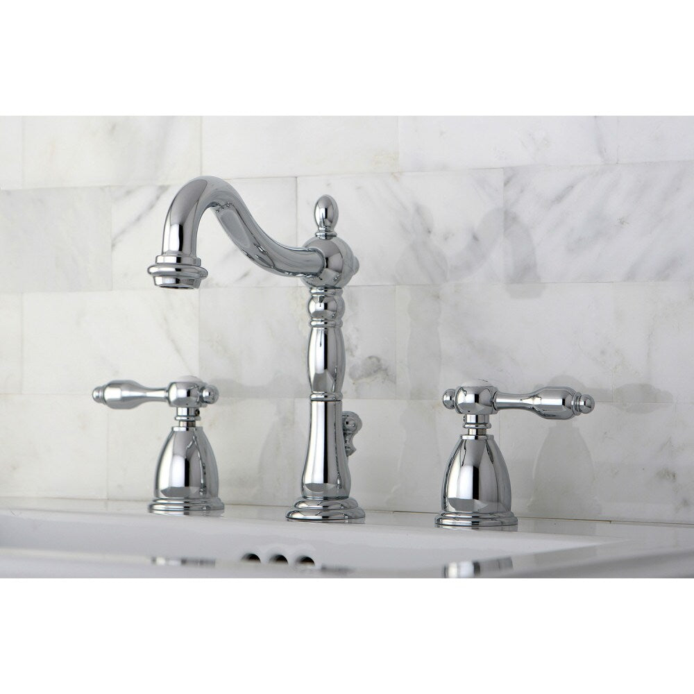 Robinet de salle de bain Tudor à 2 poignées et à large bec de 8 pouces en chrome poli