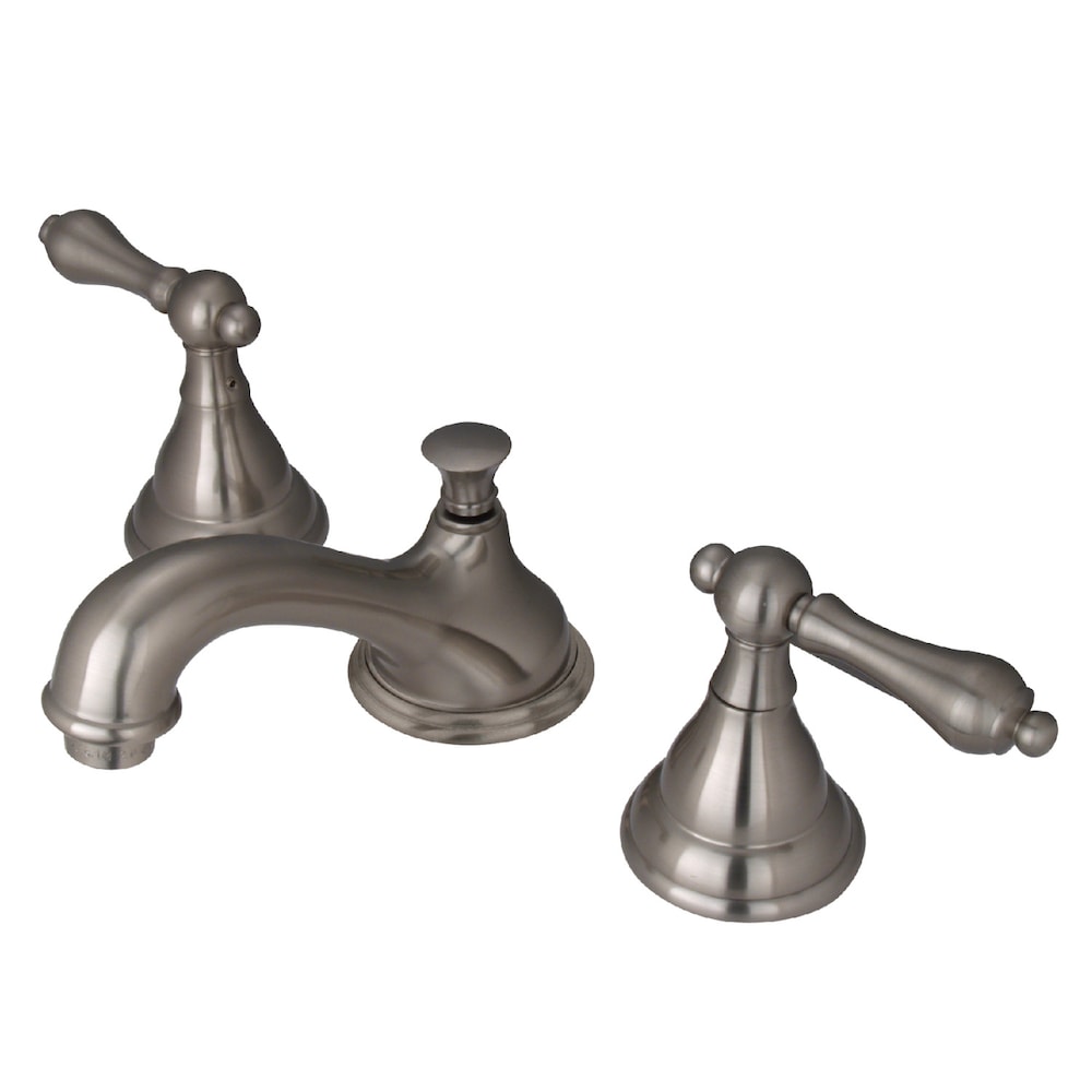 Robinet de salle de bain traditionnel à 2 poignées et à large bec de 8 pouces en nickel brossé