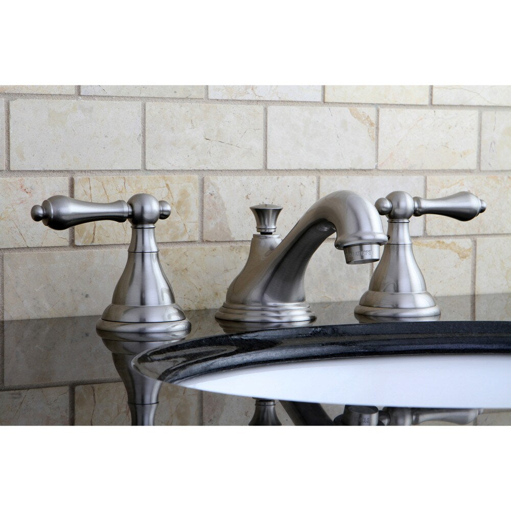 Robinet de salle de bain traditionnel à 2 poignées et à large bec de 8 pouces en nickel brossé
