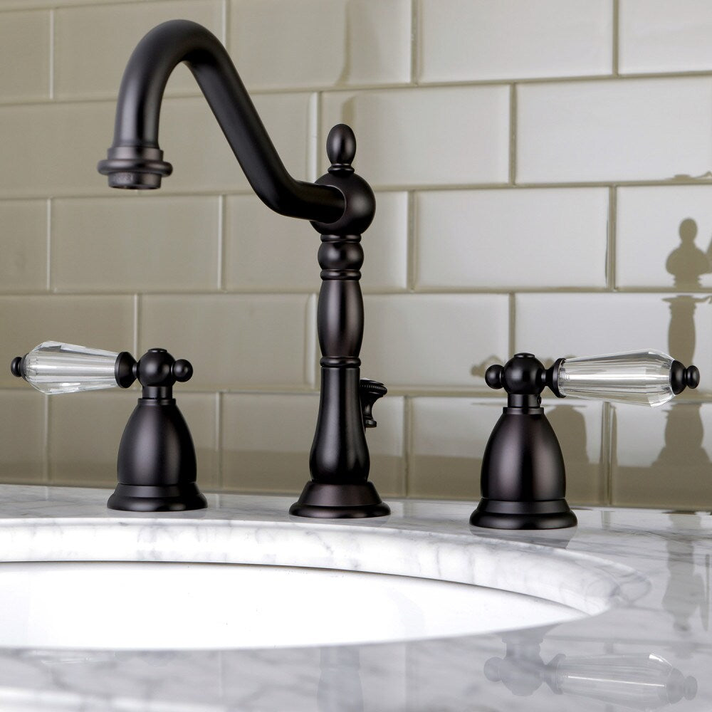 Robinet de salle de bain à 2 poignées de 8 pouces en cristal anglais en bronze huilé