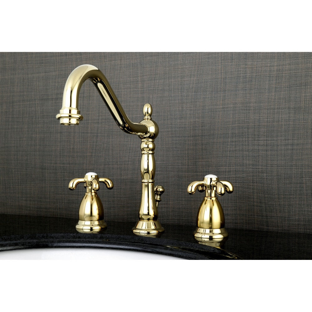 Robinet de salle de bain à 2 poignées de 8 pouces de style campagnard français en laiton poli