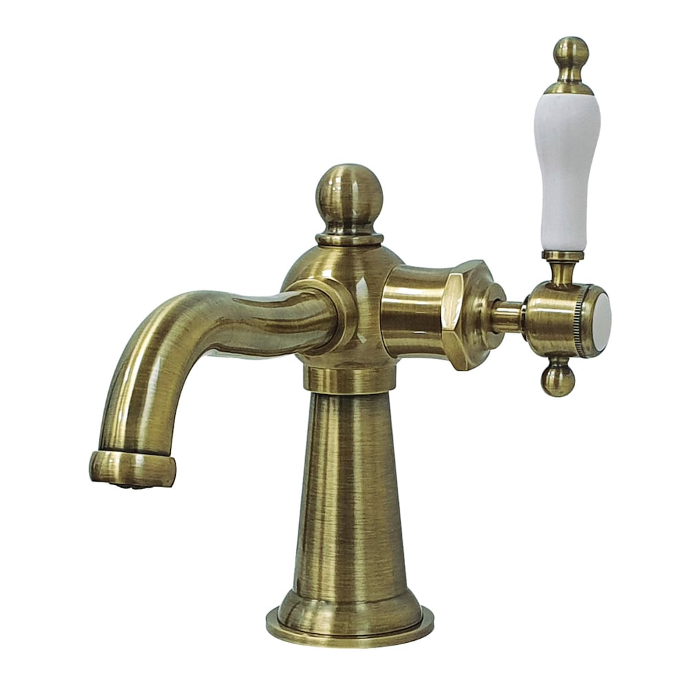 Robinet de salle de bain à poignée unique Whitaker à trou unique en laiton antique