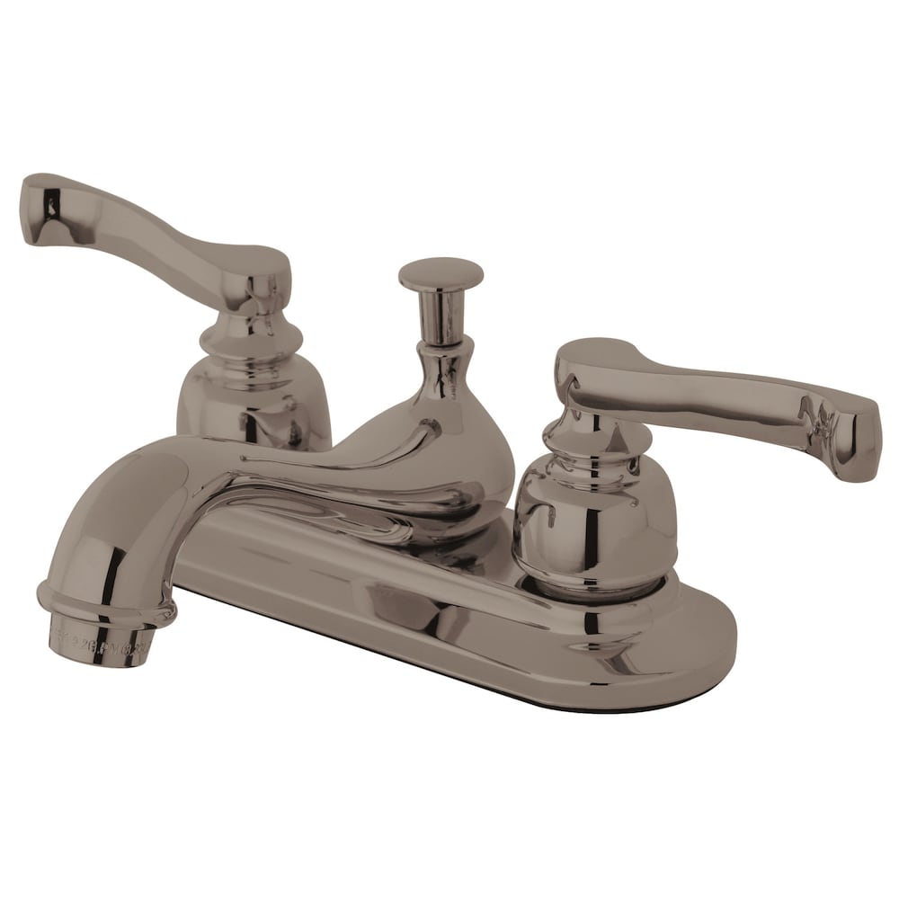 Robinet de salle de bain moderne à 2 poignées et à robinet central de 4 pouces en nickel brossé