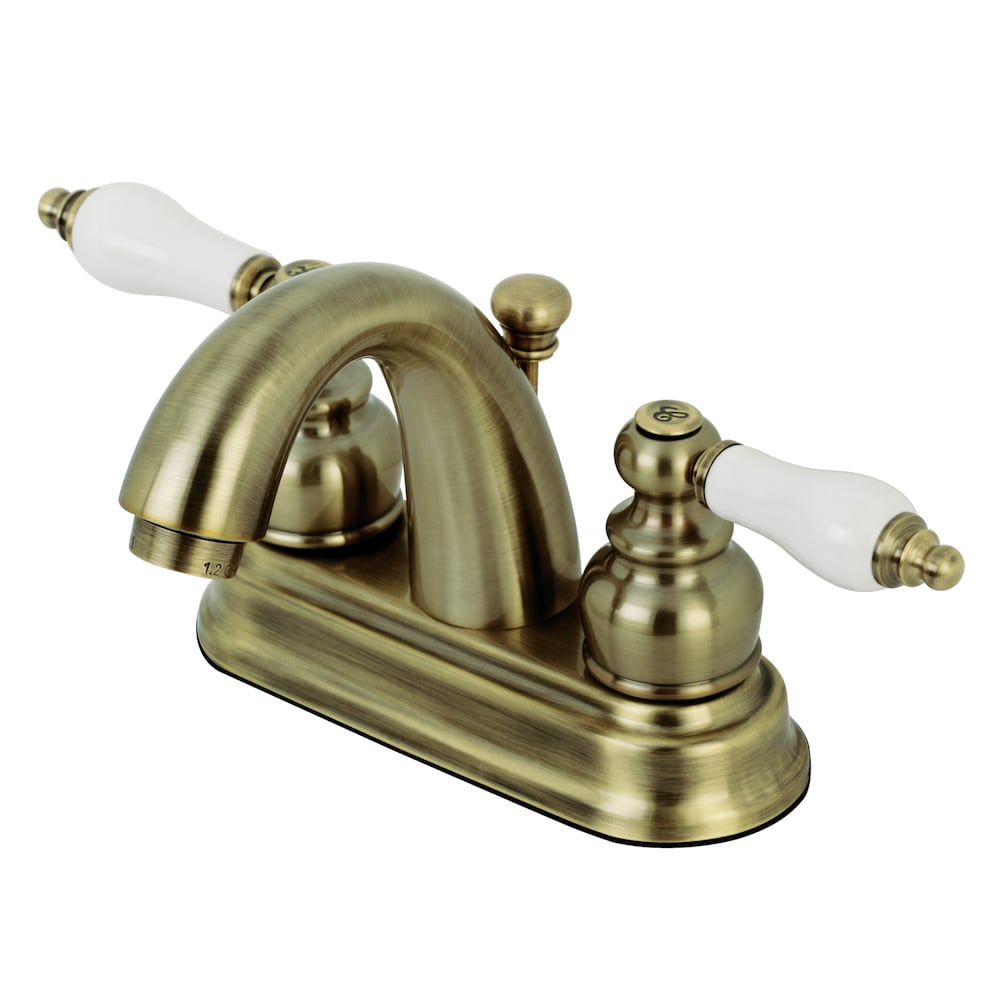 Traditional 4 inch Centerset 2-Handle Bathroom Faucet in Antique Brass